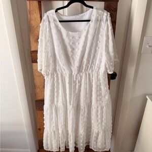 Bridal White Textured Midi Dress